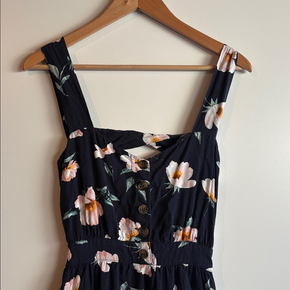 Reformation Lanai Floral Sleeveless Dress In Navy - Picture 8 of 14